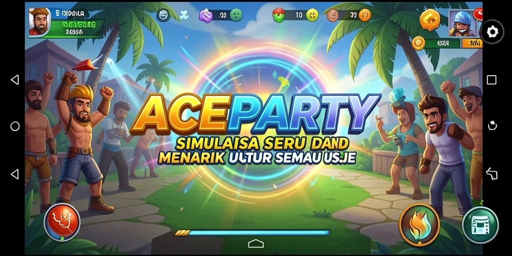 Screenshot gameplay ACEPARTY menampilkan interaksi sosial yang menyenangkan.