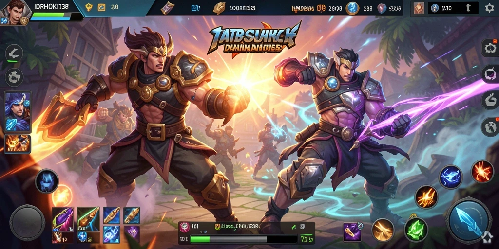 Tampilan utama gameplay <strong>IDRHOKI138</strong> dengan aksi seru dalam pertarungan MOBA.