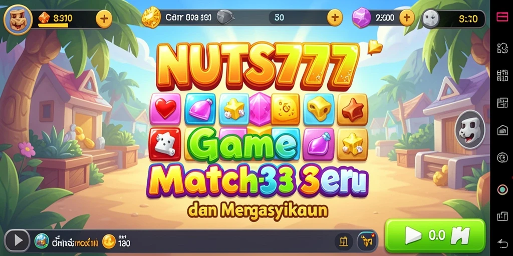 Tampilan gameplay seru dalam game Match-3 NUTS777.