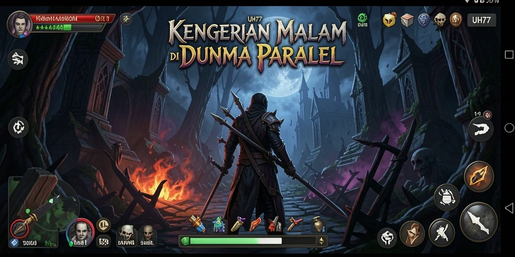 Screenshot menampilkan suasana mencekam dan gameplay Horror dari UH77.